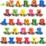 Jucarie educativa Trenulet magnetic lemn Alfabetul in engleza
