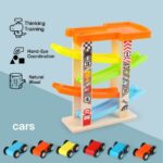 Jucarie lemn Circuit masinute Pista cu 4 Rampe Supraetajate