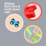 Jucarie lemn Circuit masinute Pista cu 4 Rampe Supraetajate