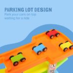 Jucarie lemn Circuit masinute Pista cu 4 Rampe Supraetajate