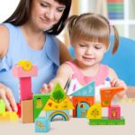 Jucarii Cuburi de stivuit cu imagini Constructii din lemn