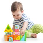 Jucarii Cuburi de stivuit cu imagini Constructii din lemn