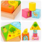 Jucarii Cuburi de stivuit cu imagini Constructii din lemn