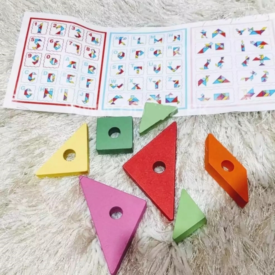 Piramida Montessori cu forme geometrice Joc Tangram