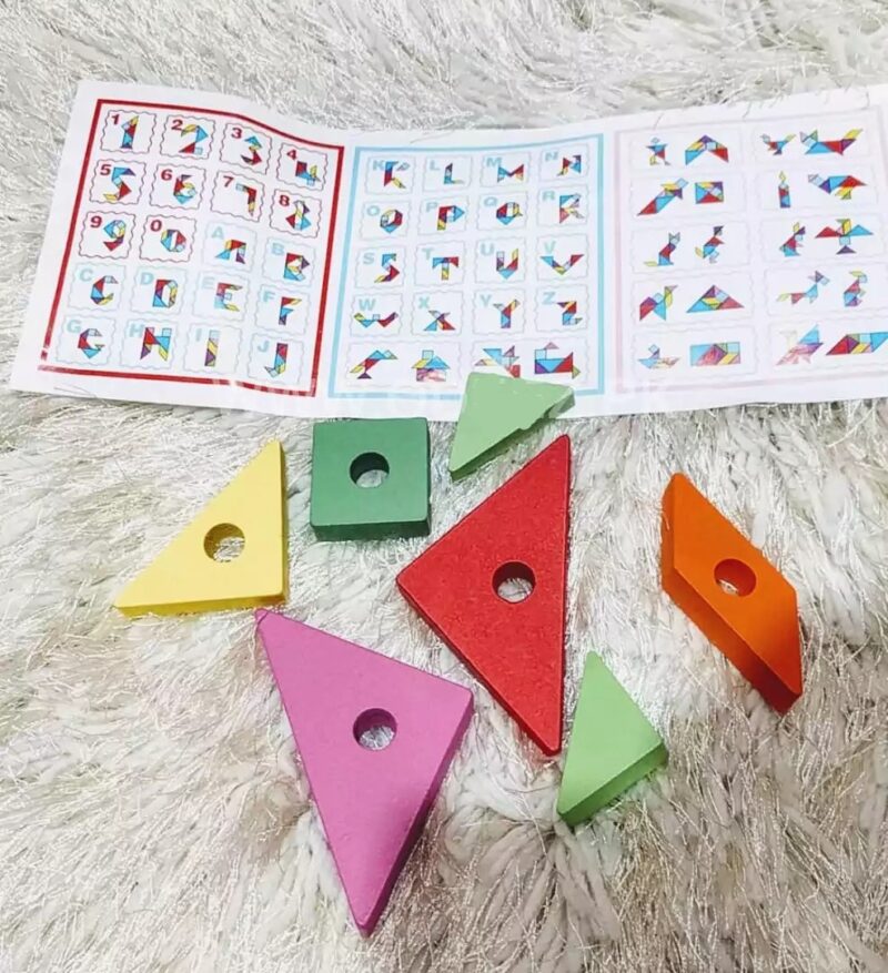 Piramida Montessori cu forme geometrice Joc Tangram
