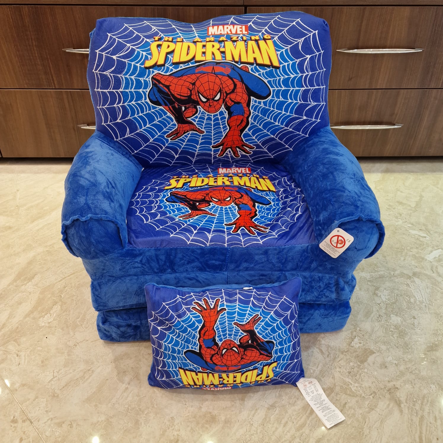 Set Spiderman Fotoliu extensibil triplu 115 cm si Perna plus