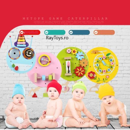 Tabla Montessori cu activitati Omida de perete din lemn