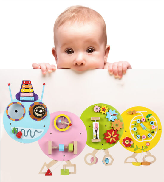 Tabla Montessori cu activitati Omida de perete din lemn