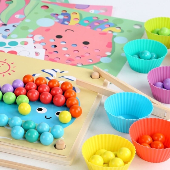 Joc Montessori Sortare bile Indemanare Asociere culori