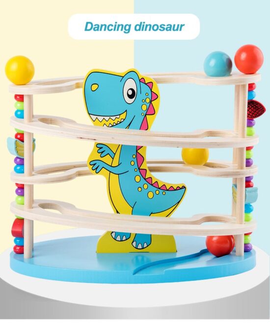 Circuit cu bile Pista Traseul animalelor din lemn cu fructe