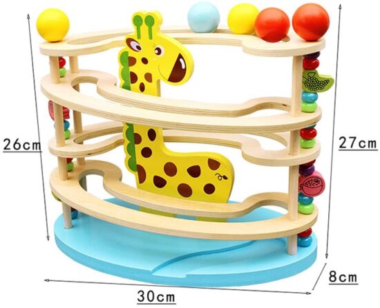 Circuit cu bile Pista Traseul animalelor din lemn cu fructe