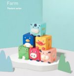 Cuburi moi animalute Set 6 Jucarii senzoriale bebe Squishy