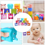 Cuburi moi animalute Set 6 Jucarii senzoriale bebe Squishy