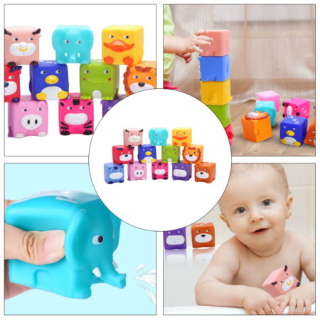 Cuburi moi animalute Set 6 Jucarii senzoriale bebe Squishy