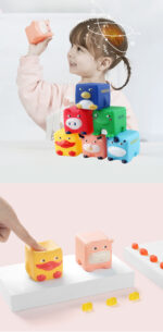 Cuburi moi animalute Set 6 Jucarii senzoriale bebe Squishy
