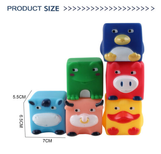 Cuburi moi animalute Set 6 Jucarii senzoriale bebe Squishy