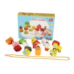 Joc de snuruit Ferma Animalelor Puzzle copii lemn 16 piese