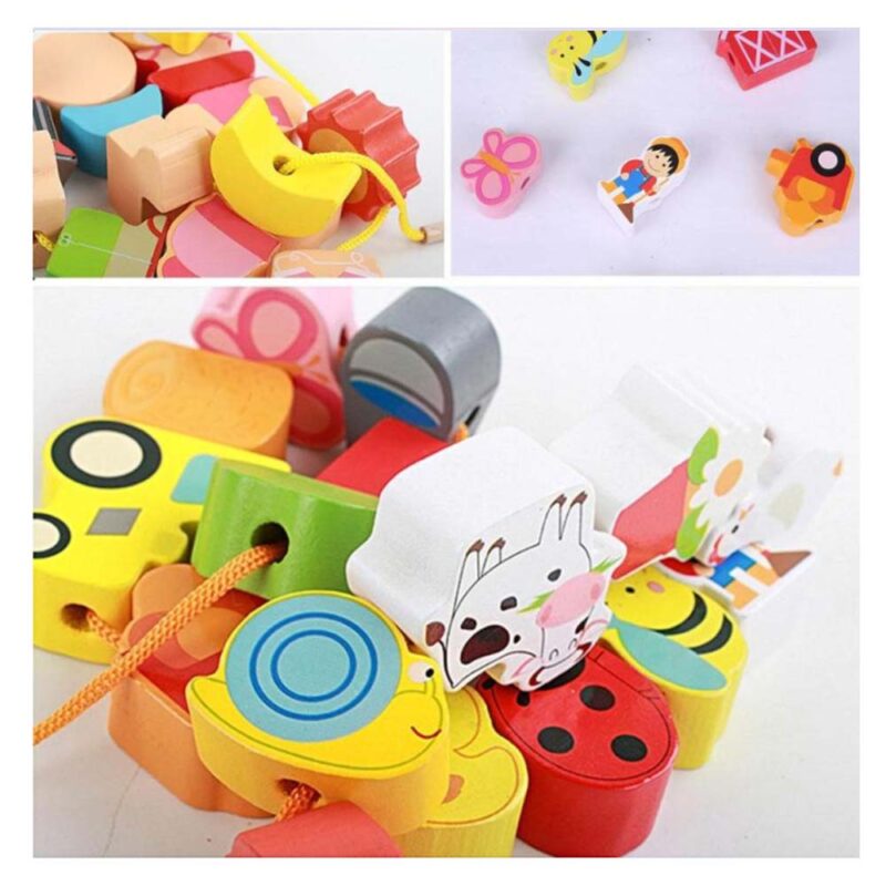 Joc de snuruit Ferma Animalelor Puzzle copii lemn 16 piese