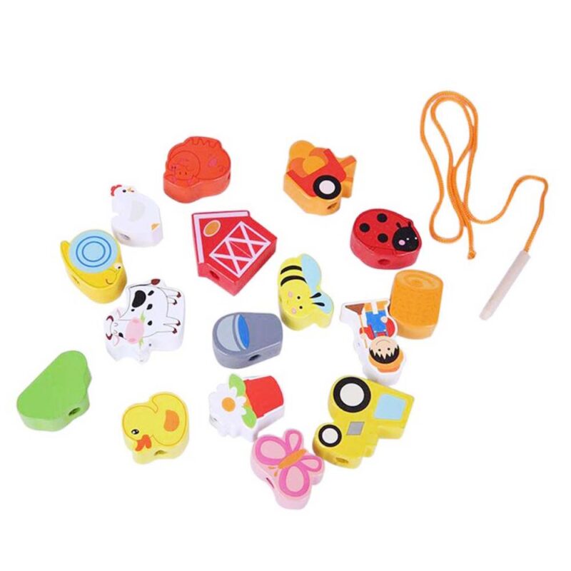 Joc de snuruit Ferma Animalelor Puzzle copii lemn 16 piese