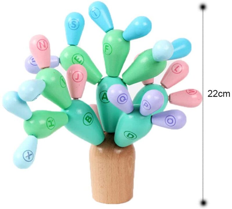 Joc echilibru Asamblare Cactus pastel din lemn educative