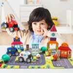 Jucarii cuburi Oraselul cu masini lemn Puzzle traseu Topbright