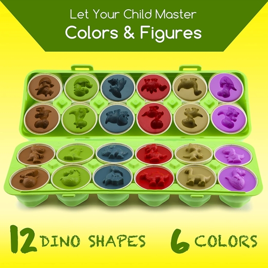 Oua 12 forme Dinozauri colorati Jucarii Montessori STEM
