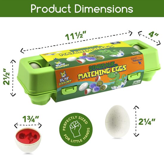 Oua 12 forme Dinozauri colorati Jucarii Montessori STEM