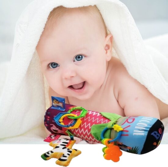 Perna burtica bebe moale Cilindru cu zornaitori si animalute