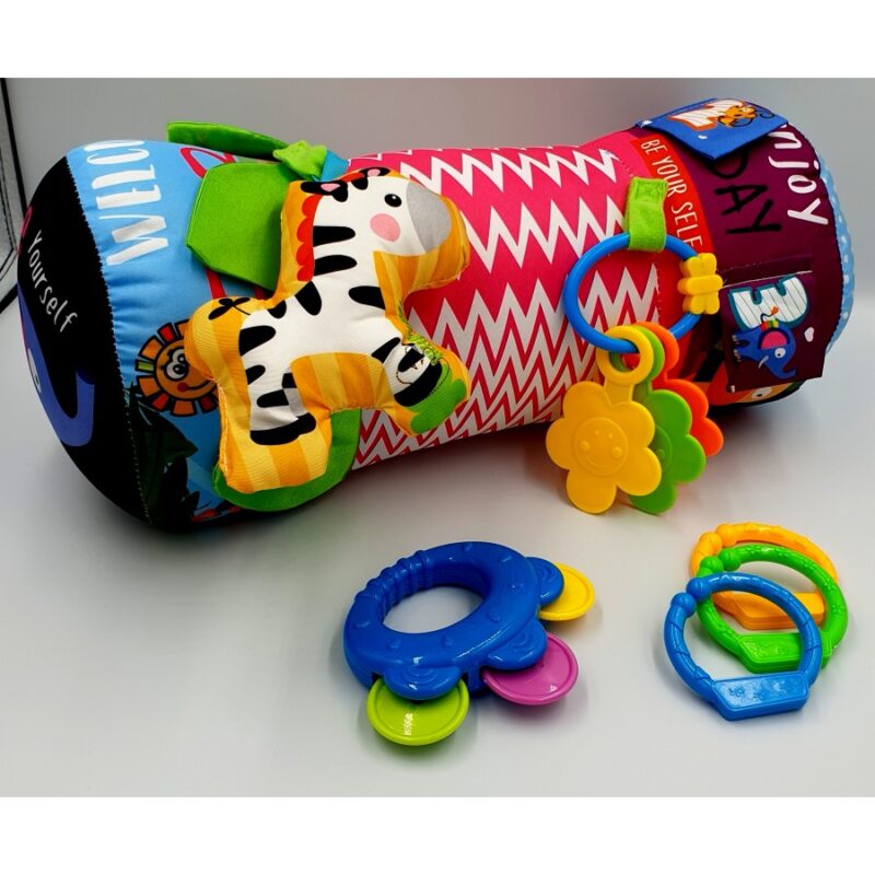 Perna burtica bebe moale Cilindru cu zornaitori si animalute