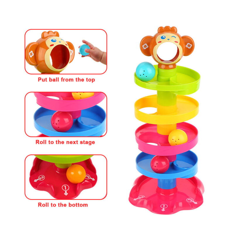 Pista cu bile colorate Jucarie interactiva bebe cu 4 nivele