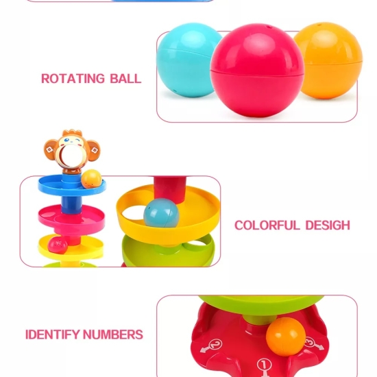 Pista cu bile colorate Jucarie interactiva bebe cu 4 nivele