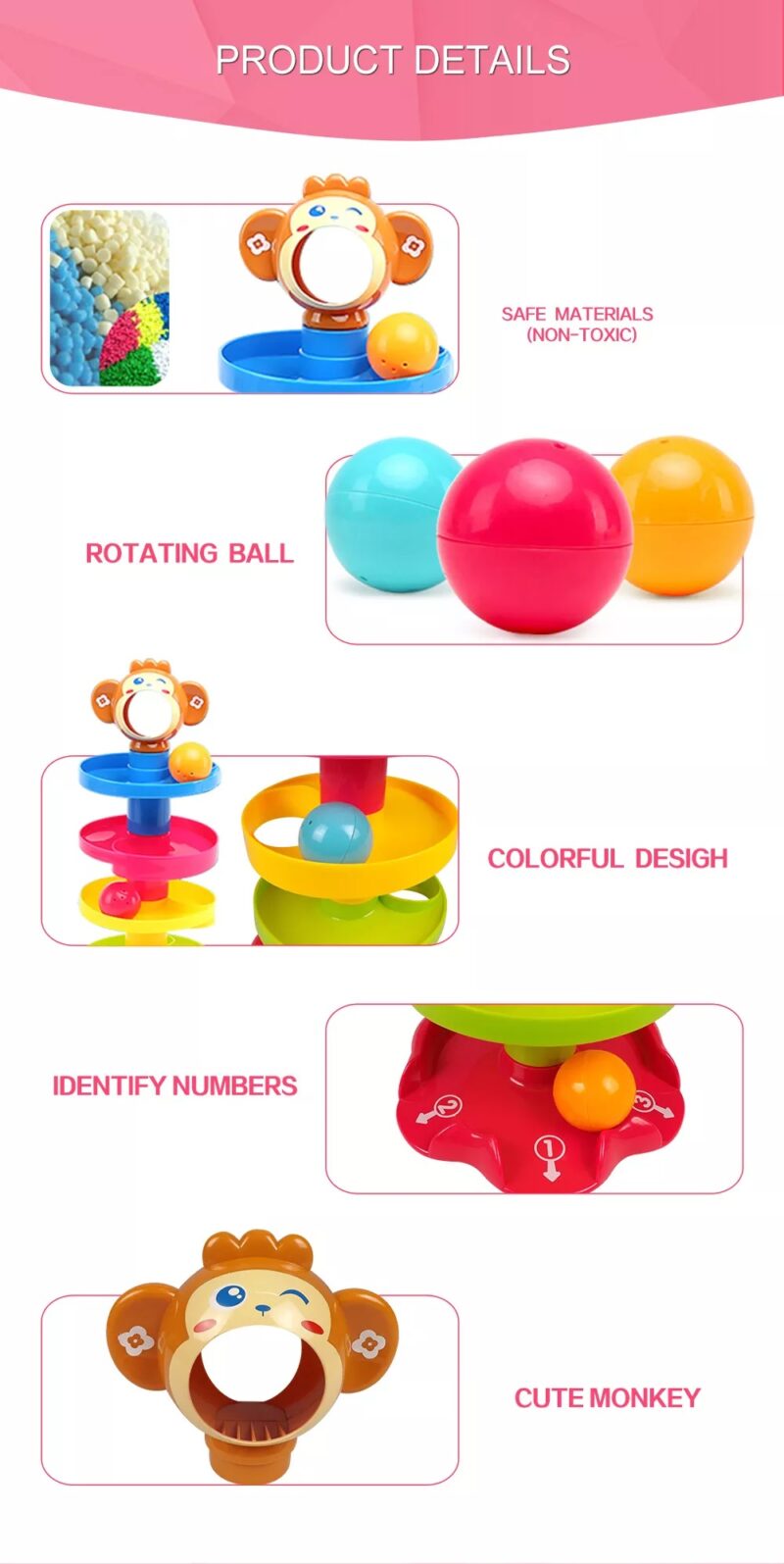 Pista cu bile colorate Jucarie interactiva bebe cu 4 nivele