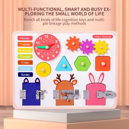 Placa educativa Montessori Calendar Ceas si Puzzle forme