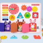 Placa educativa Montessori Calendar Ceas si Puzzle forme