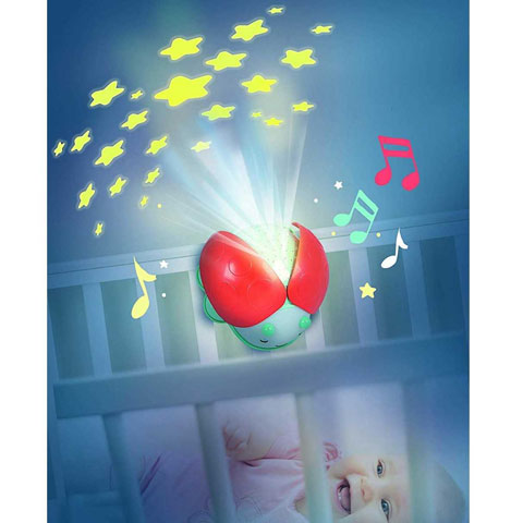 Proiector cu sunete lumini bebe Buburuza cu stele Clementoni