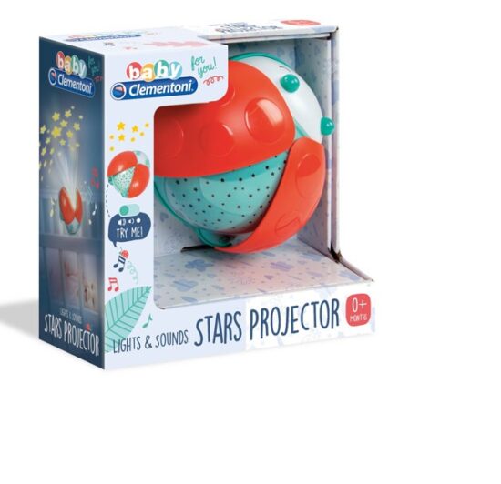 Proiector cu sunete lumini bebe Buburuza cu stele Clementoni