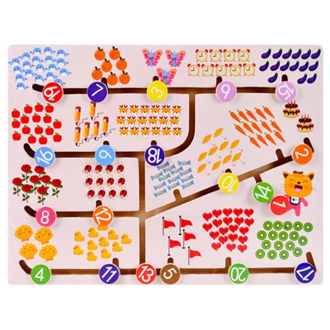 Puzzle labirint Montessori Joc asociere numere din lemn