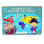 Puzzle magnetic Harta lumii Animale-Oameni in haine specifice