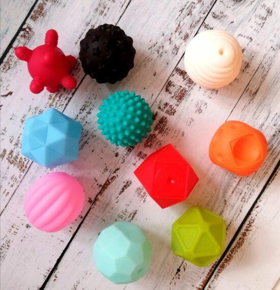 Set 10 Mingi Tactile Jucarii senzoriale bebe Bile moi masaj