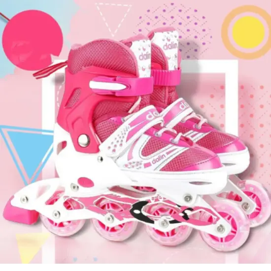 Set Role reglabile Roz Pozitionarea rotilor 2in1 Marime ajustabila