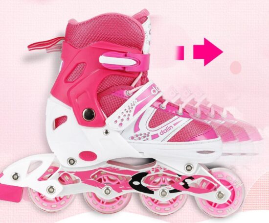 Set Role reglabile Roz Pozitionarea rotilor 2in1 Marime ajustabila