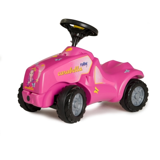 Masina copii Mini Carabella roz cu 4 roti Capota Rolly Toys