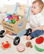 Carucior cumparaturi Alimente lemn Premergator Supermarket