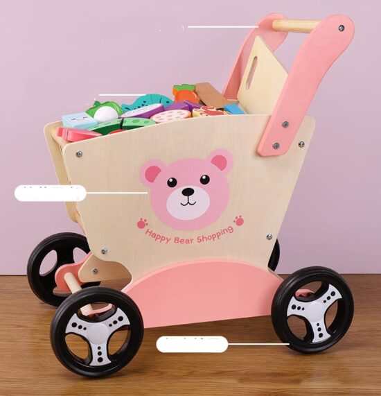 Carucior cumparaturi Alimente lemn Premergator Supermarket