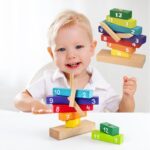 Ceas din lemn Curcubeu Jucarii de stivuit Sortator Puzzle