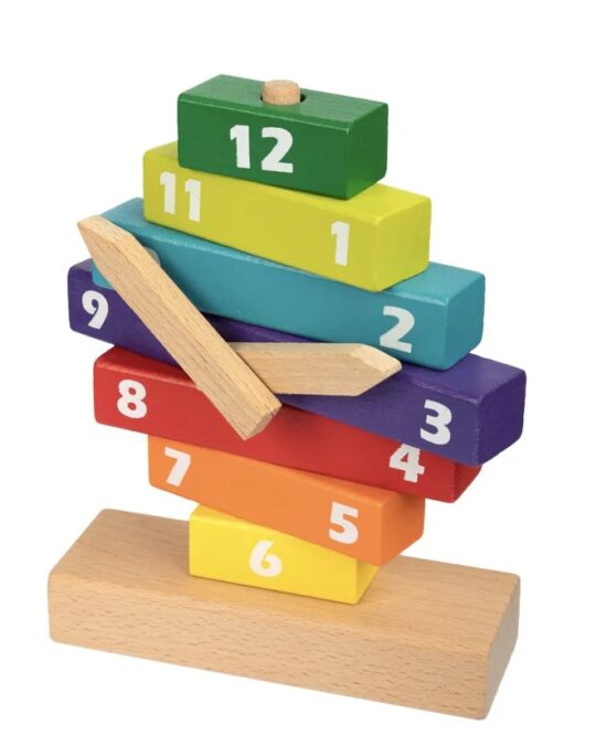 Ceas din lemn Curcubeu Jucarii de stivuit Sortator Puzzle
