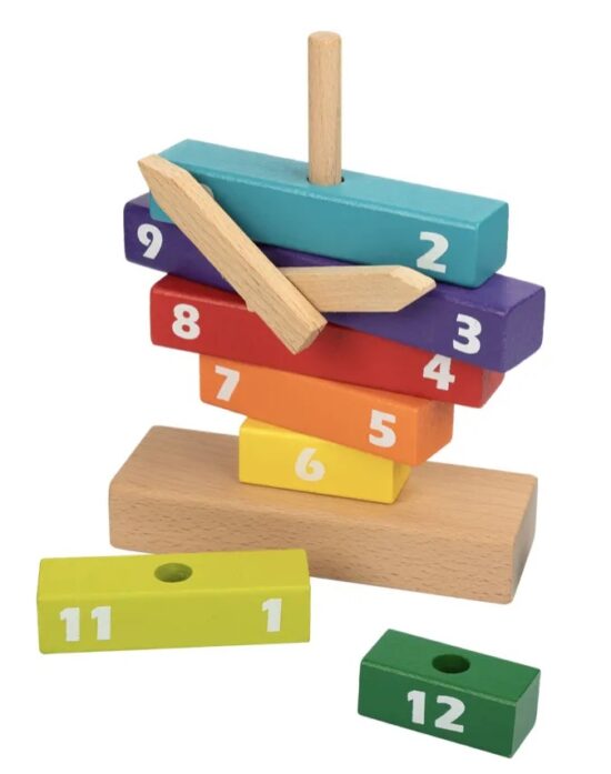 Ceas din lemn Curcubeu Jucarii de stivuit Sortator Puzzle