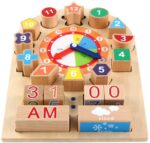 Ceas din lemn Sortare forme geometrice cu Cifre