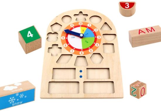 Ceas din lemn Sortare forme geometrice cu Cifre