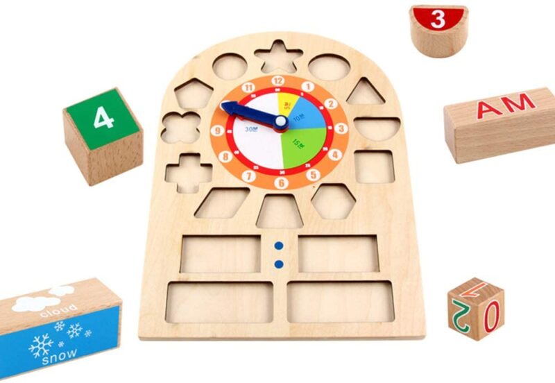 Ceas din lemn Sortare forme geometrice cu Cifre